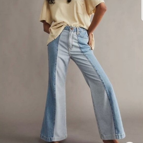 Wrangler Two-Tone Flare Jeans - Light Blue and Blue ' - Picture 7 of 15